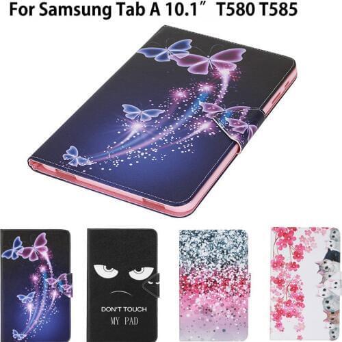 SM-T585 Fashion Cat Print Case Cover For Samsung Galaxy Tab A A6 10.1 2016 T580 T585 SM-T580 Case Funda Tablet PU Leather Shell