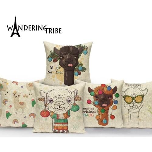 Cartoon Animal Style Cushion Case Decorative Pillow Cover Alpaca Pattern Pillowcases For Pillows Cushion Cover Home Pillowcase