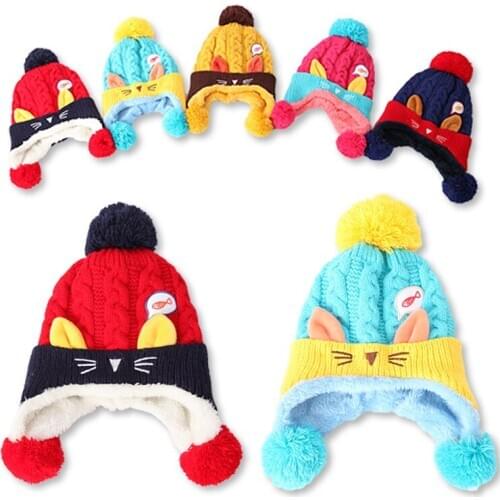Kids Winter Cartton Cute Cat Hat Scarf Set Girls Boys Warm Caps Children Baby Bonnet Infant Christmas Hat