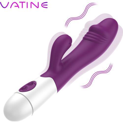 VATINE Rabbit Dildo Vibrator Anal Vagina Massage G-spot Female Masturbator Battery Dual Vibrating Vibrators For Women Sex Toys