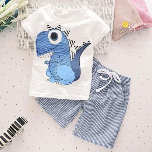New Summer Children Boys Clothes Cotton Comfortable Cartoon Kids Short T-shirt Pants Boys Clothing Set