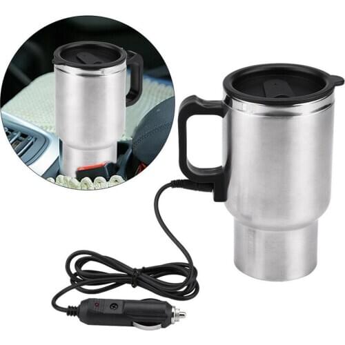 500ML 12V Car Vehicle Heating Stainless Steel Water Cup Kettle Coffee Heated Mug