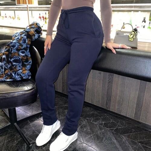 Small Straight Tube Bag Hip Thick Terry Drawstring Hips Solid Color Wear Retro Sports Trousers