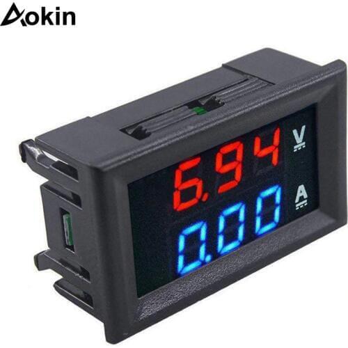 Mini Digital Voltmeter Ammeter Dual Digital Volt Amp Meter Gauge with lines DC 100V 10A 50A 100A Voltmeter Ammeter LED