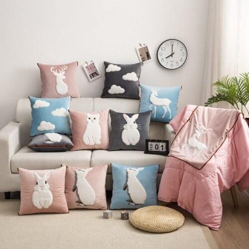 Patch Embroidery Multi-purpose Pillow Quilt Dual-use Cartoon Pillow Quilt Sofa Car Lunch Break Air Conditioning Quilt Cute