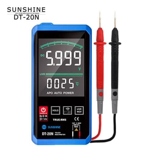 Multimeter DT-20N Touch multimeter 3.2-inch LCD HD display AC DC Temperature display diode FireWire Frequency TEST Original 100