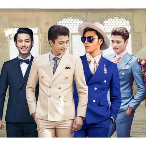 Singer star style dance stage men Double-breasted suit set with pants mens wedding suits costume fashion korean formal dress
