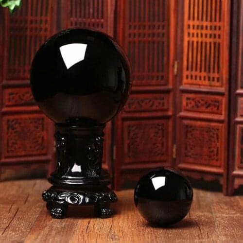 Natural Obsidian Crystal Ball Diviner Circular Stone Reiki Healing FengShui For Home & Office Decor