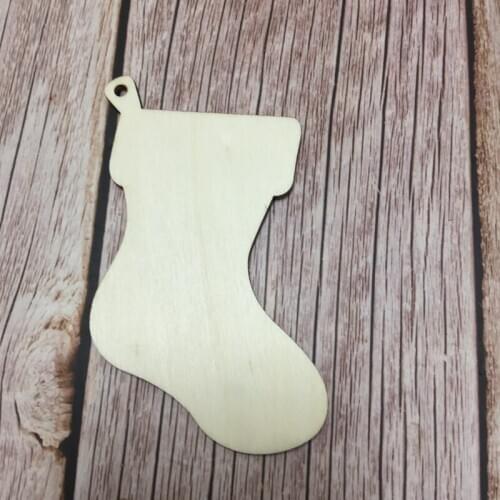 50x laser cut wood sock shape cheap mini christmas tree tin decorations