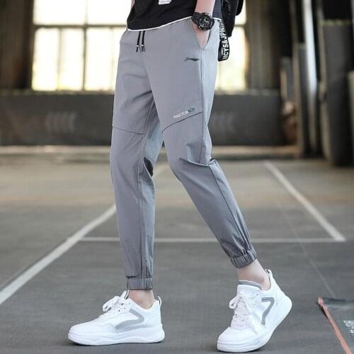 LINING Men Summer Sports Pants Ice Silk Material Quick Drying Casual Loose Comfortable Breathable Men Pants