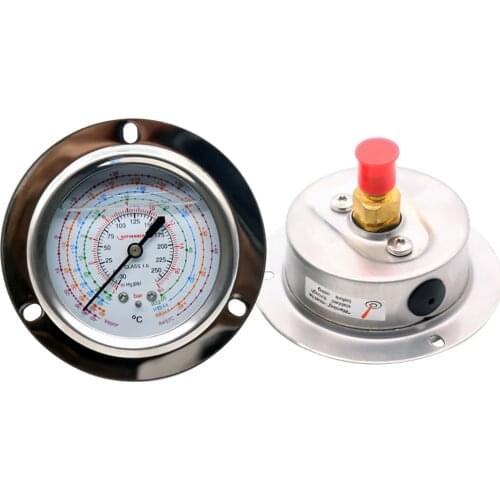 Shockproof High Pressure and Low Pressure Air Conditioning Refrigerant Gauge Pressure Gauge Silicone Oil Meter 1/4 SAE