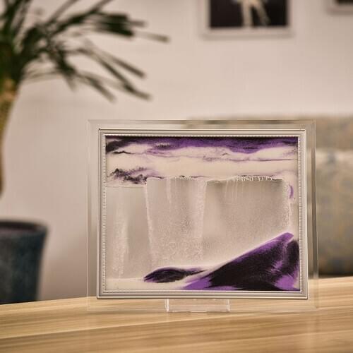 3D Dynamic Flowing Grit Sand Painting Transparent Glass Frame Drawing Landscape AUG889