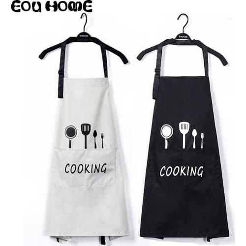 Adjustable Nordic Style Cloth Aprons Knife Fork Adult Kitchen Restaurant Cooking Anti-fouling Oil Waterproof Big Pockets Apron