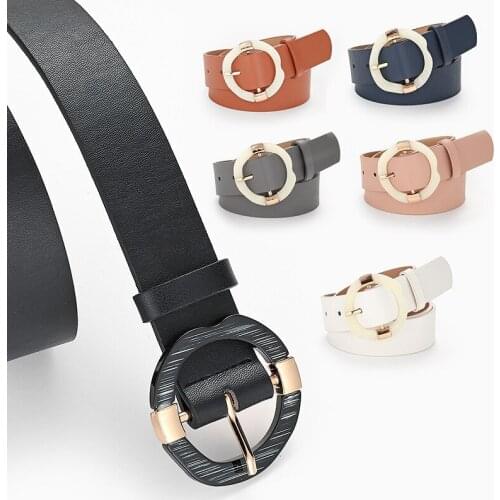 Women Belt Fashion Waist Belt PU Leather Metal Buckle Heart Pin Belts for Ladies Leisure Dress Jeans Wild Waistband