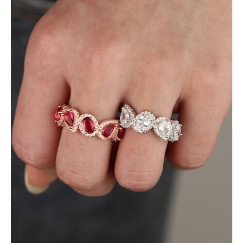 Rose gold color sparking cz bands jewelry AAA+ cubic zirconia high quality cz wedding engagement band ring for women