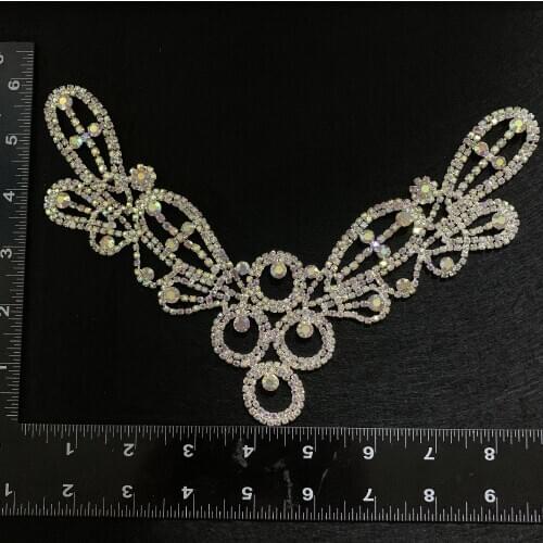 Handmade DIY Jewelry sew-on Rhinestone Appliqu for Wedding Dress Decoration Ab Crystal collar Rhinestone Big Neckline