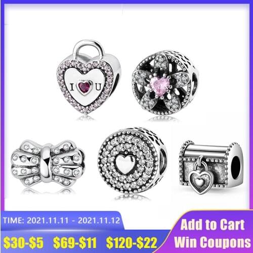 Heart-shaped lock treasure box New 925 Sterling Silver Beads fits Charms Silver 925 Original Bracelet Jewelry Making