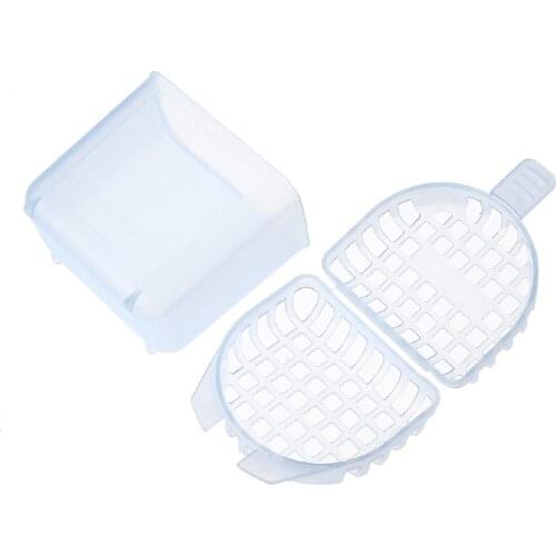Dental Clinic Blue Denture Bath Box Case Dental False Teeth Soak Storage Box with Hanging Net