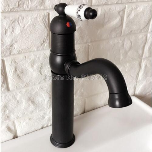 Black Oil Rubbed Bronze Swivel Spout Kitchen Sink Faucet Mixer Wash Basin Taps Single Hole Deck Mounted Faucet Wnf366
