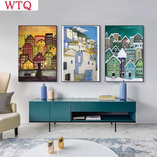 Modern Cartoon Abstract City Scape Posters Prints Vinterstaden Axarquia Canvas Painting Wall Art Pictures For Livingroom Decor