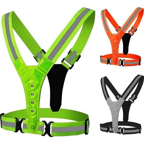 LED Wireless Cycling Vest MTB Bike Bag Safety LED Light Vests Bicycle Reflective Warning Vests For Night Riding Lights