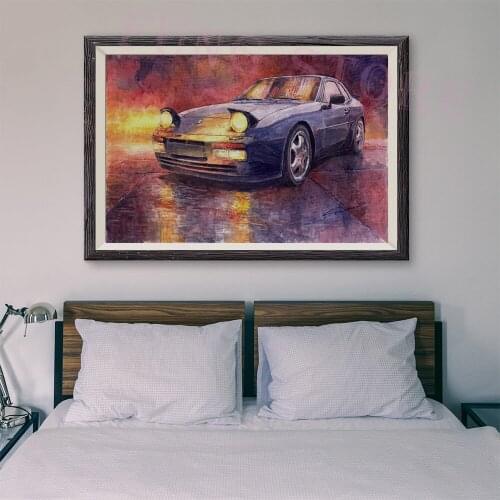 T055 Retro Racing Car Classic Painting Silver car 14 Custom Silk Poster Home Deco Wall Art Christmas Gift