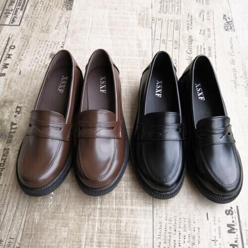 Biamoxer Uniform Shoes Uwabaki Japanese JK Round Toe Women Girls School Students Lolita Black Brown Cosplay Shoes Rubber Sole