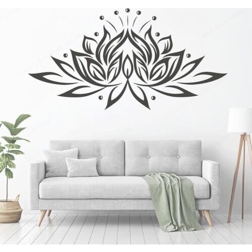 YOYOYU Lotus Flower Vinyl Wall Decal Floral Wall Art Sticker Yoga Studio Wall Sticker Decor Mural Art Removable Wall Poster HL96