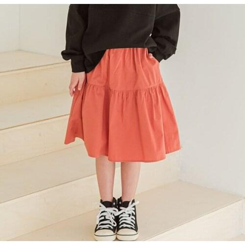 Girls' cotton skirt literary color skirt, large childrens stitching long skirt A-line skirt girl skirts mesh skirt for girls