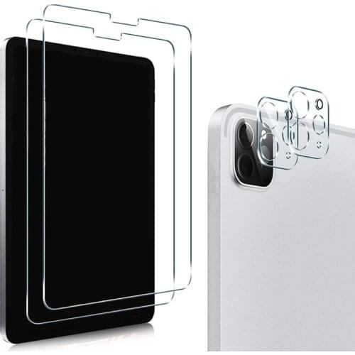 Screen Protector for iPad Pro 2020 2021 11 Inch, 2 Pack Camera Lens Protector,Tempered Glass Anti-Scratch Case Friendly