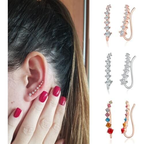 ZHOUYANG Stud Earrings For Women Kpop Jewelry Zircon Rose Gold Color Piercing Earring Jewellery Womens Ear Cuffs Wholesale E534
