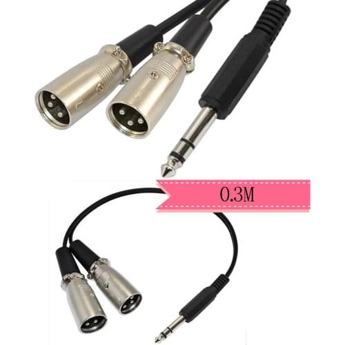 1/4" 6.35mm Stereo Plug To 3 Pin XLR Female*2 Microphone Mic Audio Cable