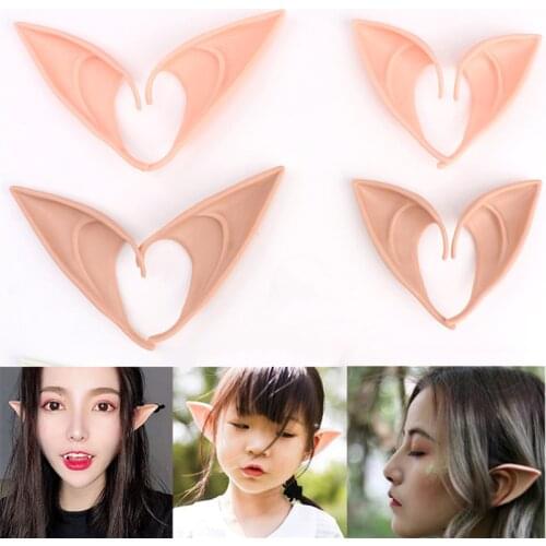 1Pair Halloween Latex Elf Ears High Simulation Soft Harmless False Ears Props Fairy Angel Dress Up Cosplay Hook Christmas Decor