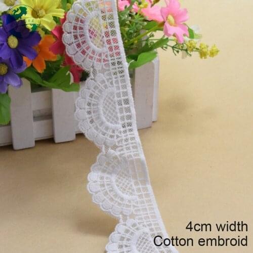 10yards 4cm width cotton embroid sewing ribbon guipure lace trim or fabric warp knitting DIY Garment wedding Accessories #2898