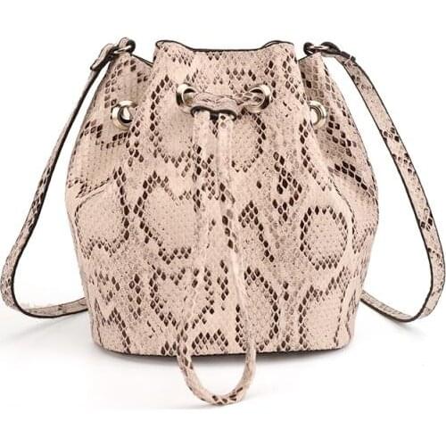 2021 Snakeskin Unique Fashion New Design Women String Crossbody Leather Shoulder Bag Bucket Bag/CTS31369