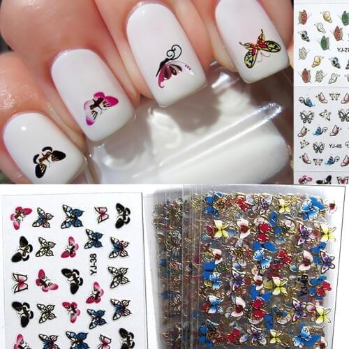 24 pcs Mixed Styles Watermark Nail stick applique Stickers Water Transfer Tips Decals Beauty Tools Nail Art Foil Set