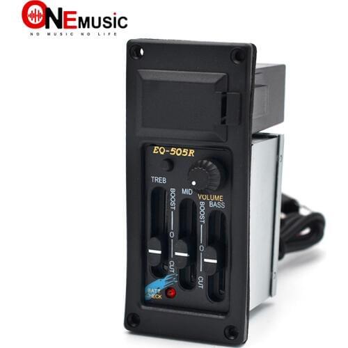 3 Band Right Hand EQ-505R Acoustic Guitar EQ Equalizer Preamp Amplifier Guitar Pickup with 6.5MM Output Black Guitar Part