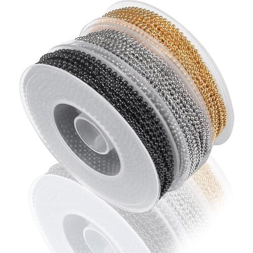 5yards/roll 1.5/2/2.4/3mm Stainless Steel Ball Bead Link Chains Necklace Chain Accessories For DIY Jewelry Findings Supplies