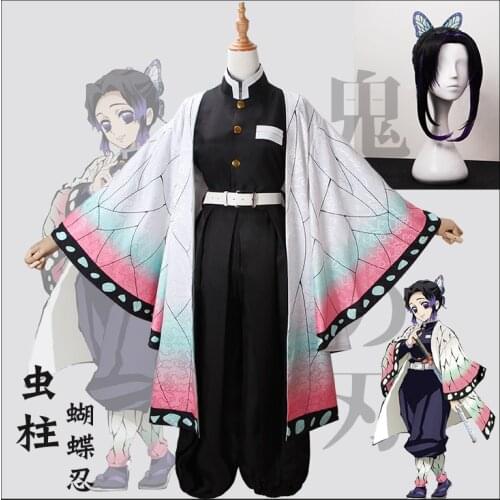 Anime! Demon Slayer: Kimetsu no Yaiba Kochou Shinobu Battle Suit Lovely Uniform Cosplay Costume Halloween Outfit Free Shipping