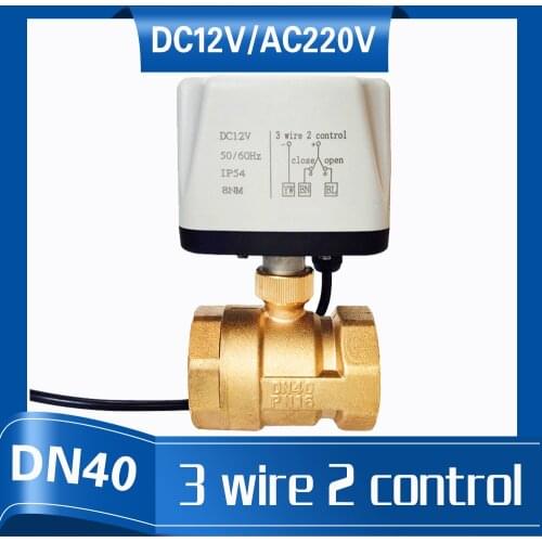 DN40 2 WAY BRASS ELECTRIC VALVE, DC12V Electric valve 3 wires 2 control 220V automated water valve for swiming pool