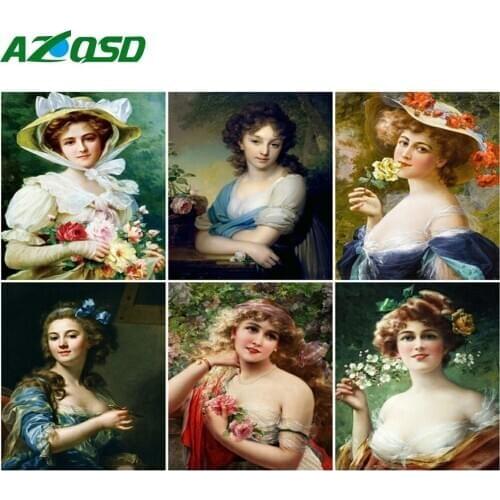 AZQSD Diy Frame Painting By Number Woman Drawing On Canvas Paint By Numbers Figure Kits Modern Wall Art Gifts