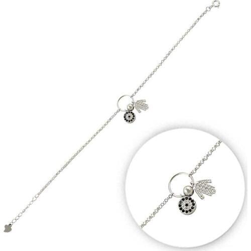 KUTAYDAN 925 Sterling Silver Society Eye Zircon Cubic Zirconia Bracelet