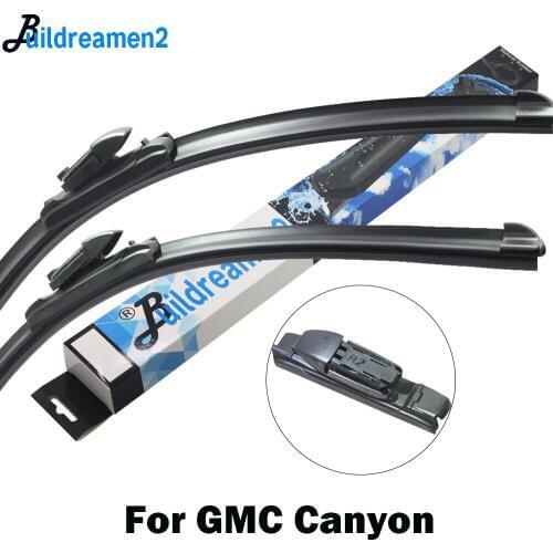 Buildreamen2 2 Pieces Car Wiper Blade Front Windscreen Rubber Wiper For GMC Canyon Fit Hook / Push Button Arms 2004-2017
