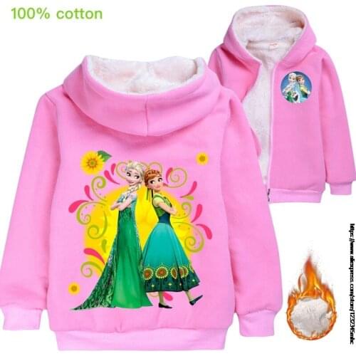 Disney Frozen Elsa Children Sweaters Hooded Baby Girls Coat Fashion Kids Coats Childrens Fur Coat Down Coat Winter Boys Clothes