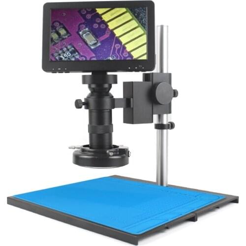 7" LCD Microscope USB 1080P Electronic Digital Microscope 130X Lens C Mount Video Microscope Camera Professional repair Tools