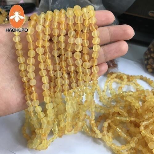 Hao Hu Po Wholesale 10pcs Baltic Amber Baroque Natural Necklace for Baby Supplier 7 Colors Raw GIC Individually Packaged