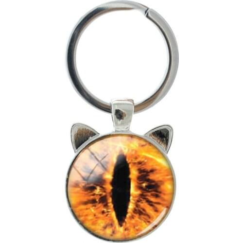JWEIJIAO Color Half-open Eye Pattern New Trend Cat Ear Keychain Novelty Handmade Silver Plated Men And Women Accessories Friends