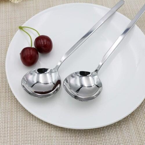 Korean soup spoons solid long handle stainless steel tablespoon high quality tableware