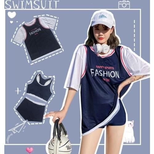 Korean Split Swimsuit Women Fairy Swimming Three-piece Cute Cool Basketball Girl Student Hot Spring Vacation Swimwear