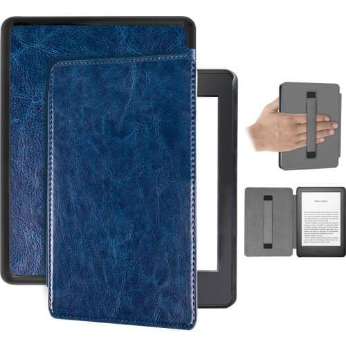 Flip Smart Leather Case for Amazon Kindle 2019 Released E-Book Reader Cover with Strap Hand Holder